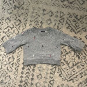Janie and Jack Light Gray Nautical Crewneck
